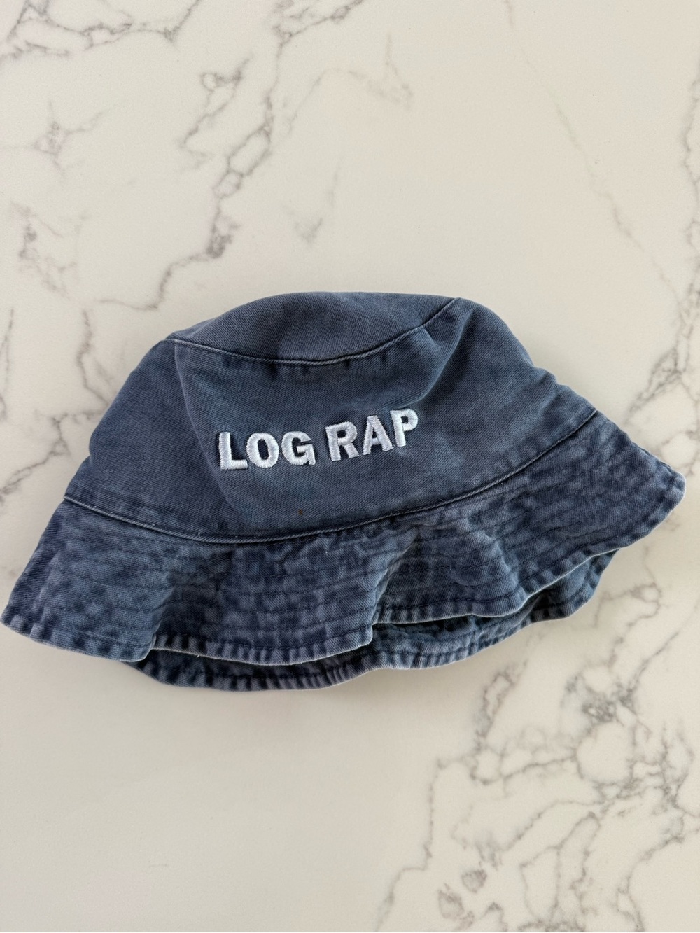 Log Rap Embroidered Bucket Hat - Washed Navy - One Size